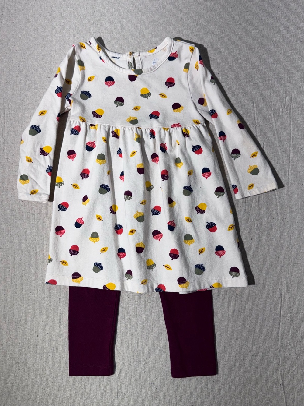 Wonder Nation Baby Girls' Acorn Print 2-Piece Fall Dress and Leggings Set